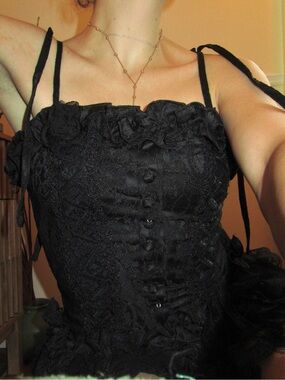 🕷️Gothic Black Lace Bustier Corset Top - Borderline Plus